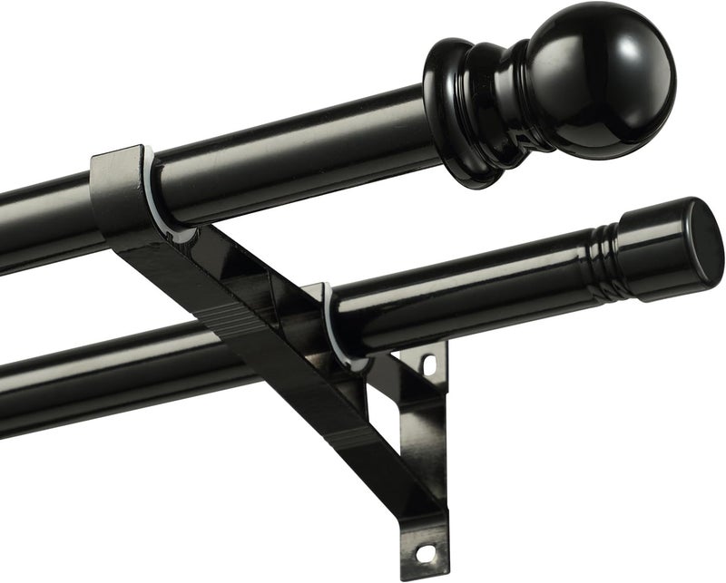 SOMUNS Double Curtain Rod 30 to 72 Inch, Blackout Curtain Rods for Windows with Heavy Duty Snap-On Bracket, 1 inch Stainless Steel Dual Rods for Drapes and Curtains, Adjustable Sections, Decorative Finals - Image 1